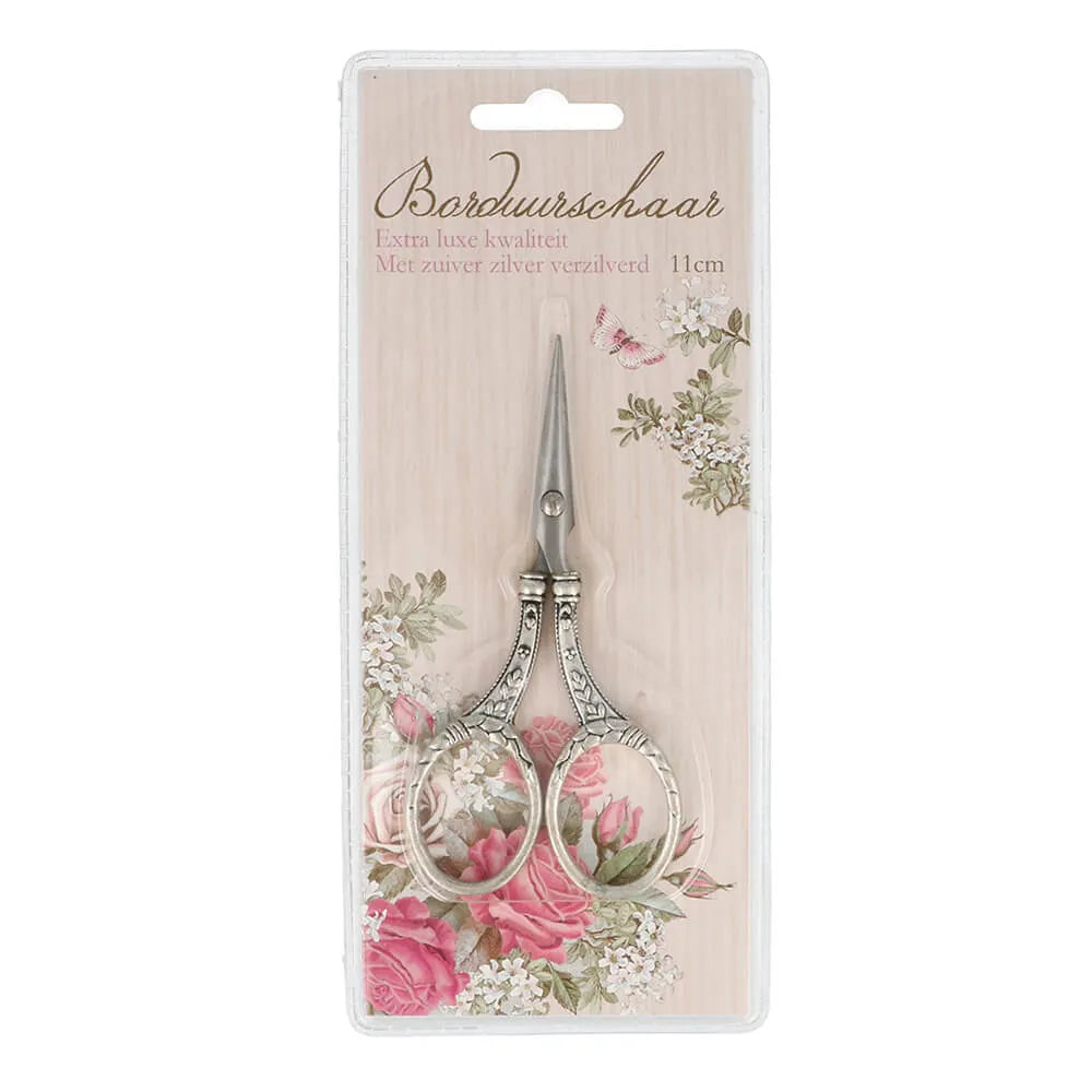 Borduurschaar met zuiver zilver verzilverd 11 cm
