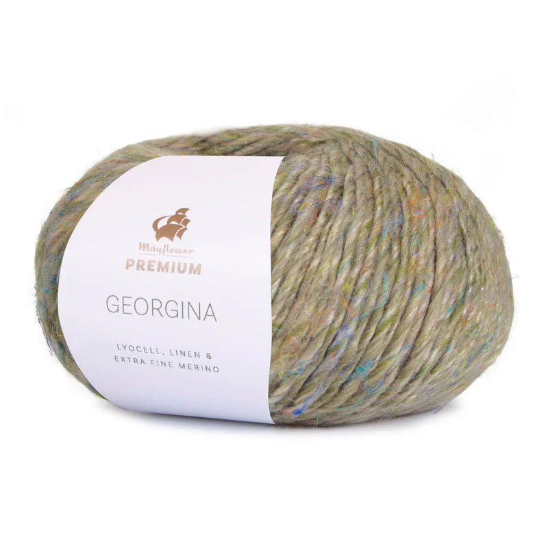 Bol Mayflower Premium Georgina in de kleur olijfgroen. Luxe wolblend met merino, lyocell en linnen met een natuurlijk gemêleerd kleurverloop.