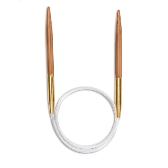 Seeknit Shirotake bamboe rondbreinaald met witte flexibele kabel. Gladde afwerking en natuurlijke uitstraling voor comfortabel breien.